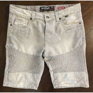 Echo Unltd Denim Gray Mens Shorts Size 32 Relaxed Fit Y2K Grunge Moto Biker